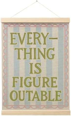FGFK Everything Is Figureoutable Wall Art Poster Hanger Frame, Motivational Office Decor, Dopamine Positive Affirmations Canvas Prints Framed Wall Decor for Girls Bedroom College Dorm, 12x16 Inch