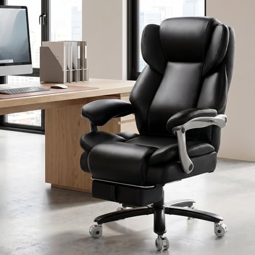 500lbs Reclining Big and Tall Office Chair for Heavy People with Foot Rest