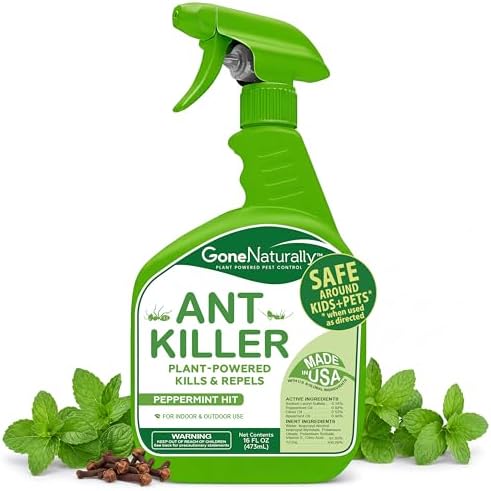 Ant Killer – Indoor & Outdoor Ant Killer Spray for Carpenter, Pavement & Little Black Ants – Peppermint Oil Ant Spray & Ant Repellent for Home – Safe Around Kids & Pets (16oz)
