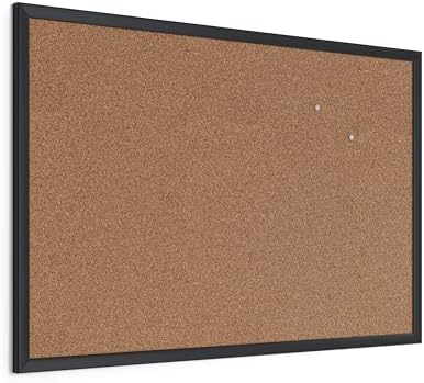 U Brands Cork Bulletin Board, 24'' x 36'', Black Wood Frame