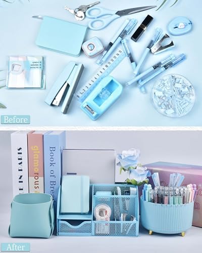 LXEVIHK Blue Desk Accessories 21-Piece Office Supplies Gift Set