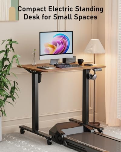 32" Small Rolling Electric Standing Desk Adjustable Height for Home Office