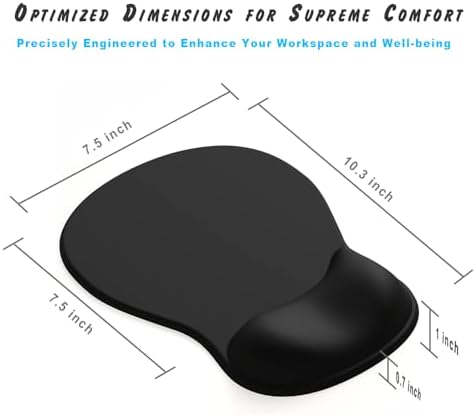ErgoComfort Gel Wrist Rest Mouse Pad-Ergonomic Office Mousepad with Wrist Support-Non-Slip, Design Desk Accessories Mat for Home&Game Decor (09Black Set)