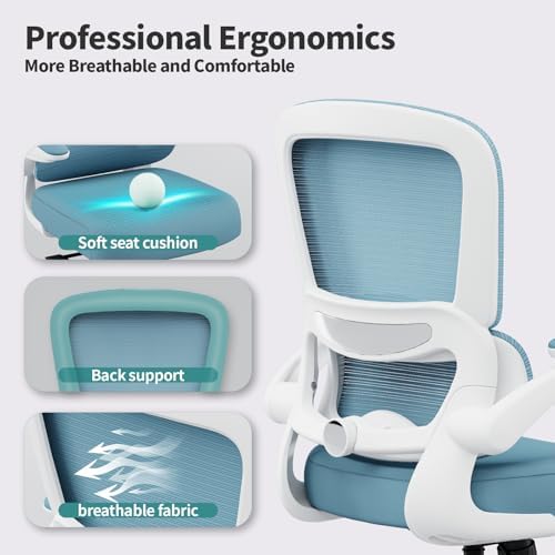 TRALT Office Chair - Ergonomic Desk Chair with Adjustable Lumbar Support, Mesh Computer Chair, Executive Chair for Home Office Comfortable Lumbar Support (1, Sky Blue)