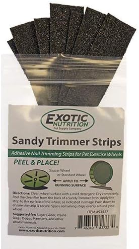 Sandy Trimmer Strips | 8 Strips | Size Small | Adhesive Nail Trimming Strips for Pet Exercise Wheels - Ideal for Sugar Gliders