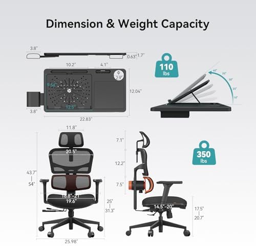 Newtral Office Chair Ergonomic - Home Office Desk Chair, Back Pain Chair with Auto-Following Lumbar Support, 4D Armrest, Seat Depth and Height Adjustable