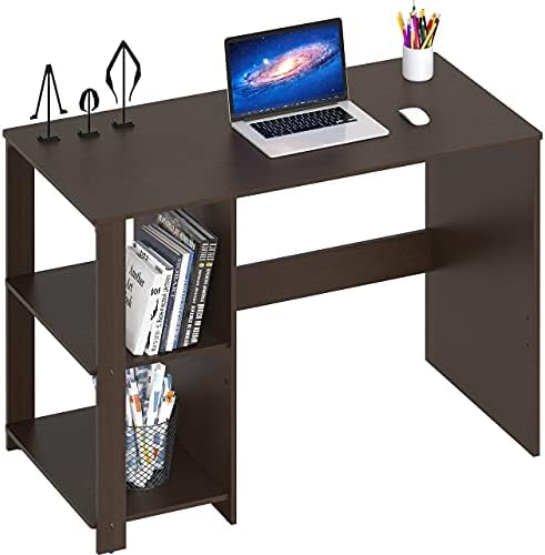 SHW 38-Inch Home Office Computer Desk with Shelves, Espresso