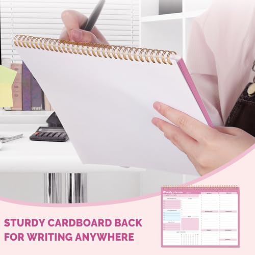 Thboxes Weekly Desk Planner, 52 Sheets, 8.5x11 In To Do List Notepad, Pink