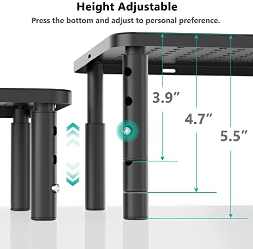 WALI Desk Organizer, 1 Tier Computer Monitor Stand for Desk, Desk Monitor Riser 3 Height Adjustable, Laptop Stand Underneath Storage for Office, Home, School Supplies (STT003), 1 Pack, Black
