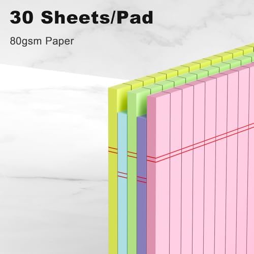 AILZFEI 5pcs Colored Note Pads 5x8 College Ruled Small Legal Pads Paper Notepads 5 Pack Study Back Writing Pads 5 x 8 Paper Pads Perforated Narrow Ruled Pads of Paper 30 Sheets/Pack