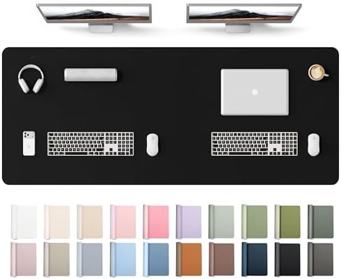 YSAGi Leather Desk Protector, Office Mat, Large Mouse Mat, Non-Slip PU Leather Blotter, Laptop Desk Mat, Waterproof Writing Pad for Office and Home(Black, 63" x 24")