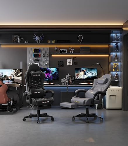 Gaming Chair,Big and Tall Gaming Chair 400lbs Office Chair with Footrest, 90-155° Recline & Removable Headrest Lumbar Support[Spring + 4D Sponge](Black)