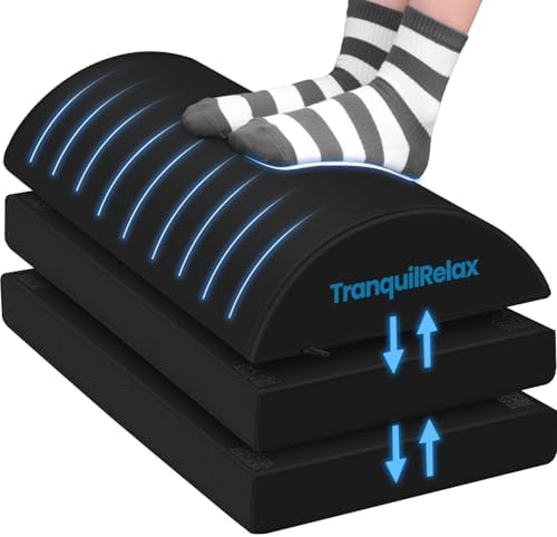 TranquilRelax Foot Rest Under Desk, 3-Height Adjustable Foot Stool, Black
