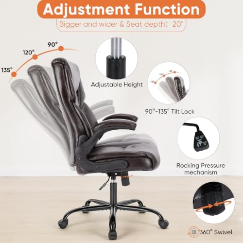 Sweetcrispy Computer Desk Chair, Lumbar Support Video Game Chair PU Leather