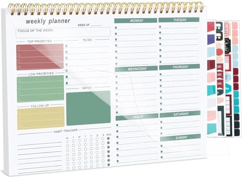 Thboxes Weekly Desk Planner, 8.5x11 In To Do List Notepad, 52 Sheets, Green
