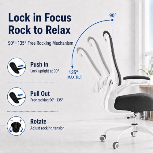 Ergonomic Office Chair for Long Hours, Adjustable Padded Lumbar Support for Lower Back Relief, 330 lb Capacity, Comfortable Computer Desk Chair for Home Office, Work & Study