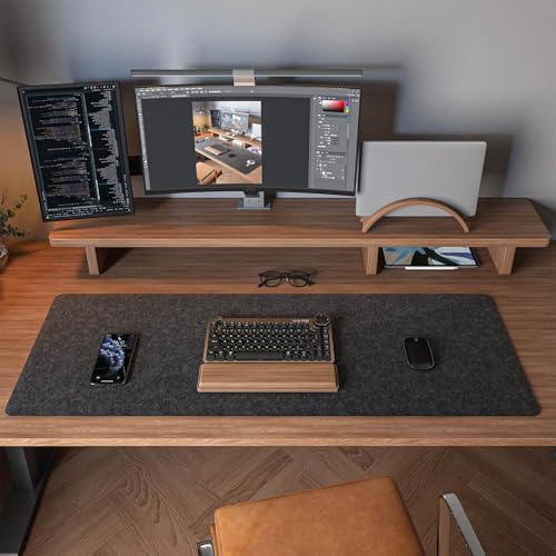 DAWNTREES Felt Desk Mat, Computer Mat for Desk, Dark Gray (36x12Inches)