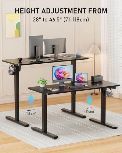 48" Large Electric Standing Desk Adjustable Height for Home Office