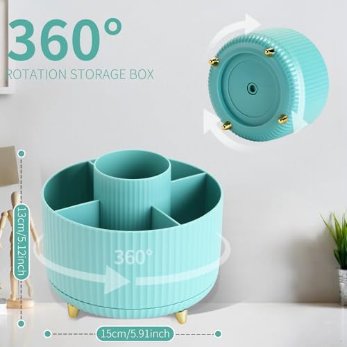 Camelmother 360°Rotating Pen&Pencil Holder For Desk With 5Slots Cute Office
