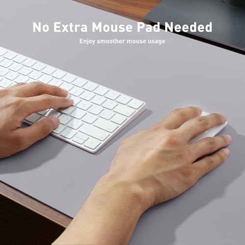 Aothia Faux Leather Desk Mat - Non-Slip PU Leather Desk Blotter, Waterproof Writing Surface, Large Desk Pad for Office & Home (Smoky Lavender, 55" x 17")