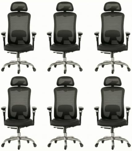 HUANUO Ergonomic Office Chair with 6D Armrest, Seat Depth Adjustment, Lumbar Support, Quiet Rubber Caster, High Back Mesh Gaming Chair with 3D Headrest, Big and Tall Chair for Home Office, Pack of 6