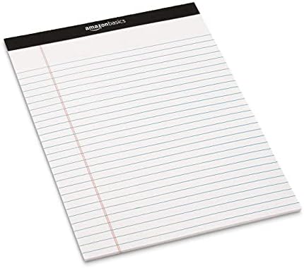 Amazon Basics Legal/Wide Ruled 8-1/2 by 11-3/4 Legal Pad, White, 600 Count (12 Pack of 50 Sheets)