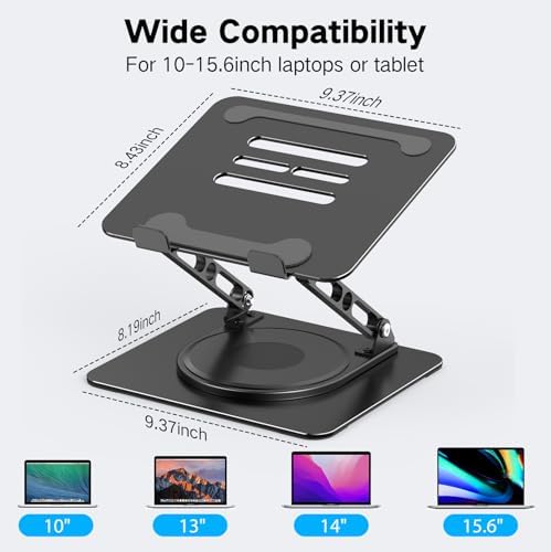 Adjustable Laptop Stand for Desk with 360 Rotating Base