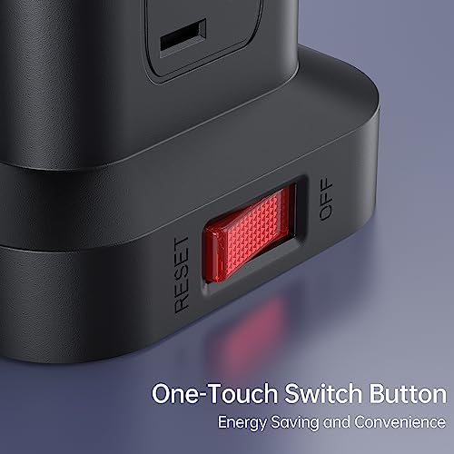 2 Pcs Extension Cord with Multiple Outlets, SMALLRT Power Strip Tower, Outlet Extender with 12 AC Outlets 4 USB, 6.5FT Extension Cord for Home Office Dorm Room, Overload Protection