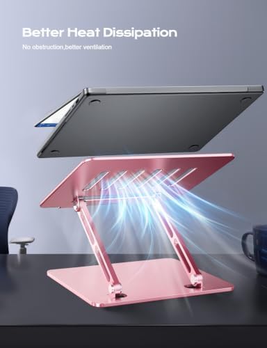 LOXP Aluminum Laptop Stand, Laptop Stand for Desk Ergonomic -Pink