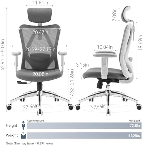 SIHOO M18 Ergonomic Office Chair, Mesh Back Desk Chair with Headrest