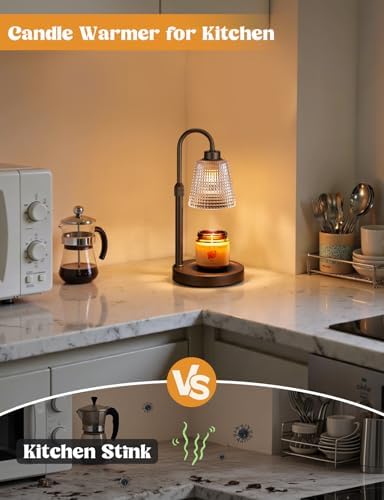 Brown Candle Warmer Lamp with Timer, Dimmable Candle Warmer for Jar Candles, Height Adjustable Wax Melts Warmer, Birthday Gifts for Women Mom, House Warming Gifts New Home Decor
