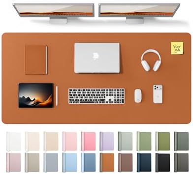 YSAGi Leather Desk Pad Protector, Office Desk Mat, Large Mouse Pad, Non-Slip PU Leather Desk Blotter, Laptop Desk Pad, Waterproof Desk Writing Pad for Office and Home (Brown,55" x 24")