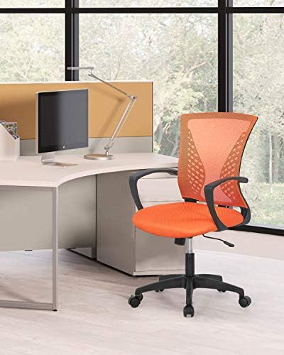 FDW | Mid Back Office Chair | Orange | with Lumbar Support, 360 Swivel