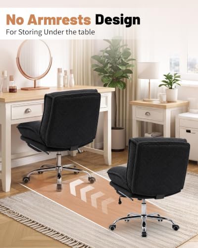 Criss Cross Office Chair, Cross Legged Armless Chair with Footrest