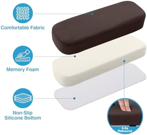 Smiry Memory Foam Office Chair Armrest Pads, Non-Slip Armrest Cushion