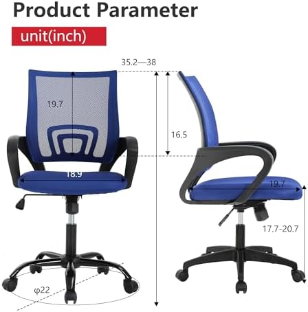 BestOffice Ergonomic Office Chair | Mid-Back Swivel Desk Chair | Dark Blue