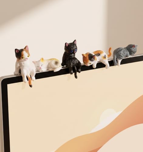 13 Pcs Minature Cat Figurines for Computer Monitor, Mini Cat Desk Figurines