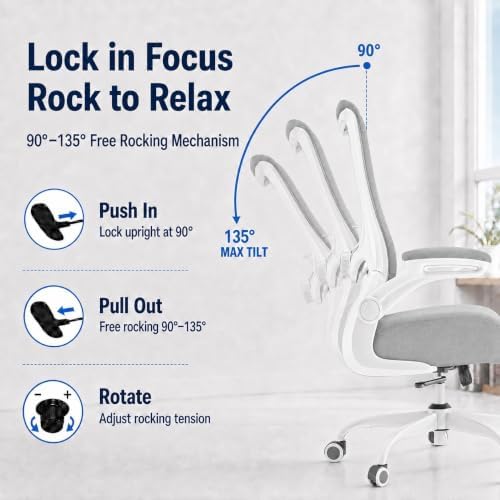 Ergonomic Office Chair for Long Hours, Padded Lumbar Support for Lower Back Relief, 330 lb Capacity, Comfortable Computer Desk Chair for Home Office, Computer & Study (Modern, Light Gray)