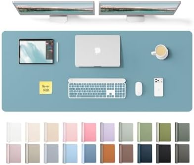 YSAGi Leather Desk Protector, Office Mat, Large Mouse Mat, Non-Slip PU Leather Blotter, Laptop Desk Mat, Waterproof Writing Pad for Office and Home(Aquamarine, 55" x 17.2")