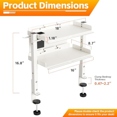 Metal Clamp On Desk Shelf,Storage Shelves with Pegboard and Pencil Holder