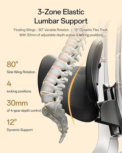 Hbada E3 Air 2026 Ergonomic Office Chair, 3-Zone Lumbar Support, Comfy Home Office Chair with Auto Recline, 4D Headrest & Armrests, 140° Tilt for Work & Relax with Footrest, Black with Footrest