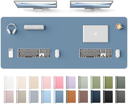 YSAGi Leather Desk Protector, Office Mat, Large Mouse Mat, Non-Slip PU Leather Blotter, Laptop Desk Mat, Waterproof Writing Pad for Office and Home(Blue, 63" x 24")