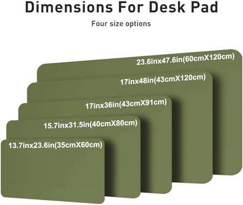 Aothia Faux Leather Desk Mat – Large Mouse Pad, Non-Slip PU Leather Blotter, Waterproof Writing Surface for Office and Home (Olive Green, 47.2" x 23.6")