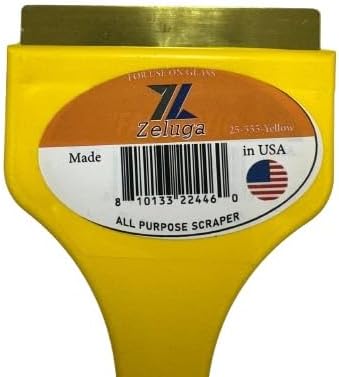 25-555-Yellow Brass Blade Ice Scraper – Scratch-Free, Rustproof, Heavy-Duty Ice Remover Tool, Yellow