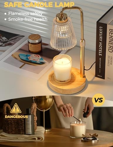 Modern Candle Warmer Lamp with 24h Cycle Timer, Dimmable Wax Melt Warmer