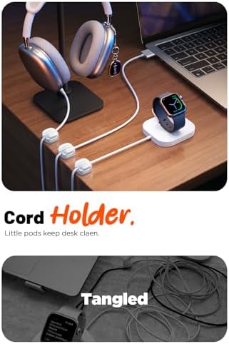 Cable Clips,12Pack Cord Holder Cord Organizer [1s Lock & Strongest Adhesive] Spring Cord Clips Phone Charger Wire Desk Cable Management Nightstand Home Office School Decor Women Cute Desk White