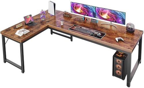 Huuger 63 Inch L Shaped Desk with 0.95 Inch Thicker Desktop