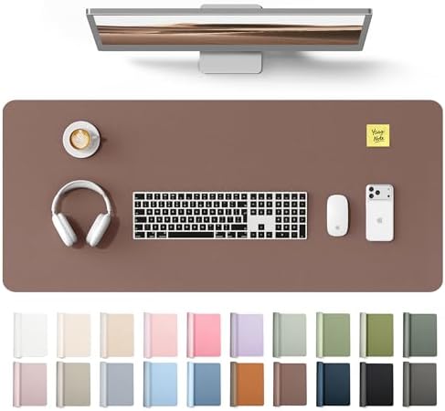 YSAGi Leather Desk Protector, Office Mat, Large Mouse Mat, Non-Slip PU Leather Blotter, Laptop Desk Mat, Waterproof Writing Pad for Office and Home(Chocolate, 42" x 17.2")