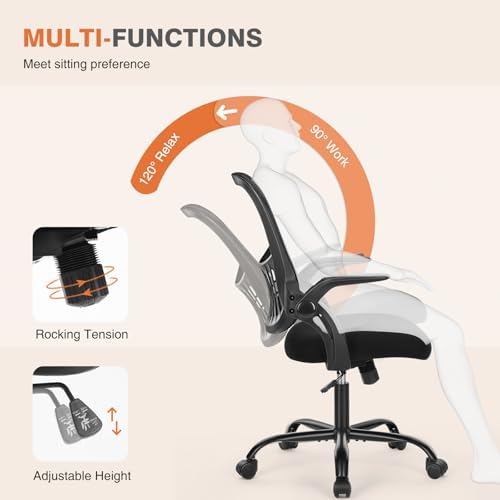 Sweetcrispy Computer Desk Chair, Swivel Task Chair with Lumbar Support