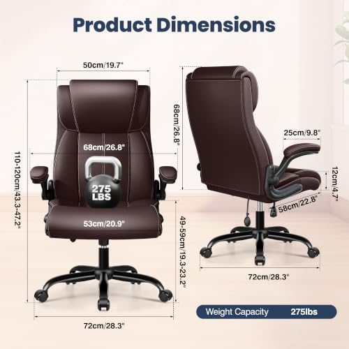 Ergonomic Office Chair, High Back Executive Leather Desk Chair